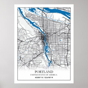 Affiche Portland Oregon USA Travel City Plan