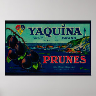 Affiche Portland, OregonYaquina Prune Étiquette