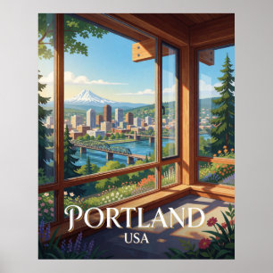 Affiche Portland USA Voyage dans le Nord-Ouest Pacifique