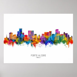 Affiche Porto Alegre Brésil Skyline