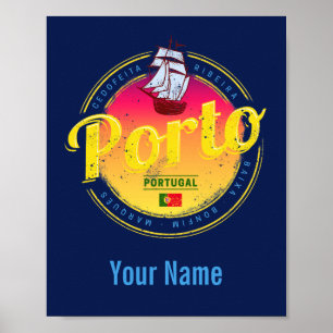 Affiche Porto au Portugal Navire Retro Sunset Vintage