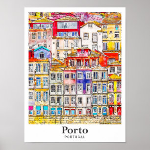 Affiche Porto Portugal Aquarelle Voyage Croquis main