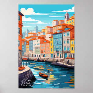 Affiche Porto Portugal Art Voyage Illustration Vintage