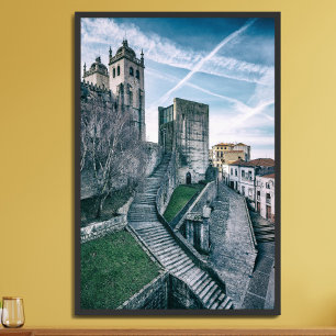 Affiche Porto, Portugal. Cathédrale et ancienne mairie