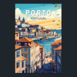 Affiche Porto Portugal Travel Art Vintage<br><div class="desc">Conception de déplacement vectoriel Porto rétro. Porto est une ville côtière du nord-ouest du Portugal connue pour ses ponts imposants et sa production de vin de port.</div>
