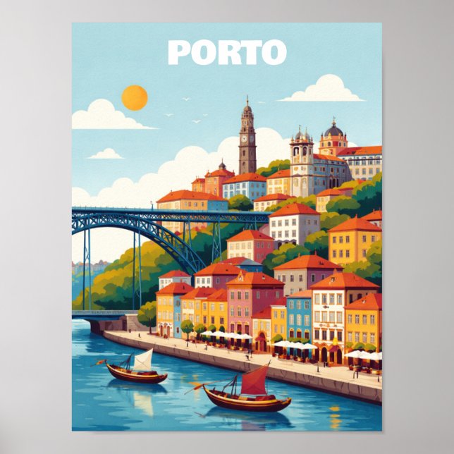 Affiche Porto Portugal Vintage Travel Art (Devant)