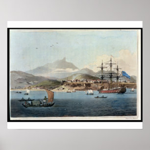 Affiche Porto Praya en île de St Jago, plaquent 4 pour