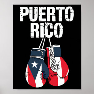 Affiche Porto Rico Boxer Gants Drapeau Patrimoine Boricua