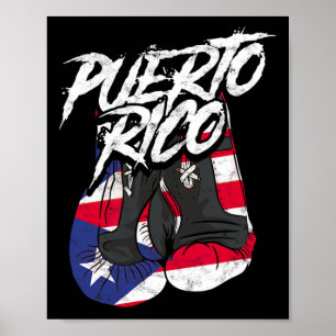 Affiche Porto Rico Dans Les Gants De Boxe - Fig Hispanique