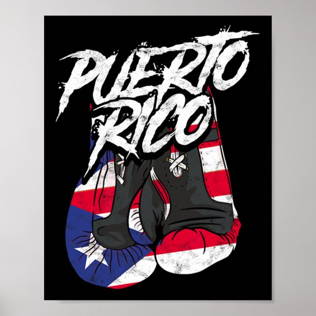 Affiche Porto Rico Dans Les Gants De Boxe - Fig Hispanique (Devant)