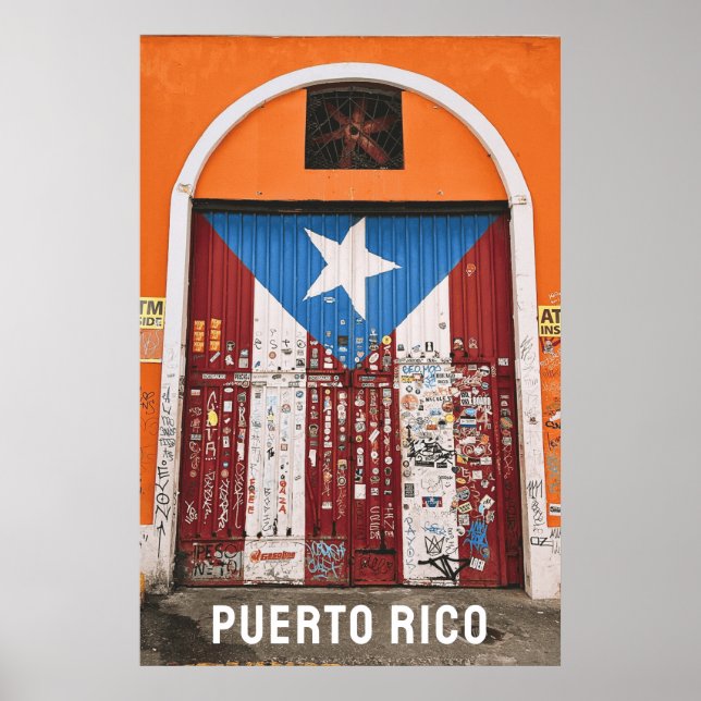 Affiche Porto Rico Drapeau Vieux San Juan Voyage Photograp (Devant)