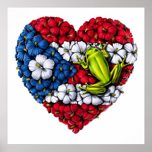 Affiche Porto Rico Floral Heart (Devant)