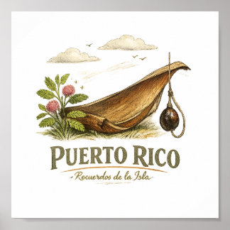 Affiche Porto Rico – Souvenirs de l'Île Vintage