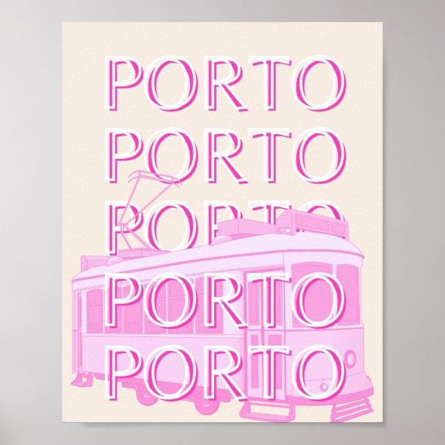 Affiche Porto Travel Art, Portugal Travel Art, Rose (Devant)