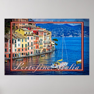 Affiche Portofino, Italia - Effet Peinture