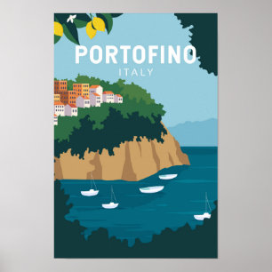 Affiche Portofino Italie Retro Voyage Art Vintage