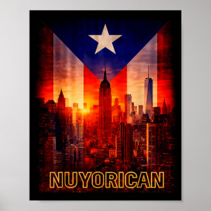 Affiche Portoricain hommes femmes de New York drapeau tain