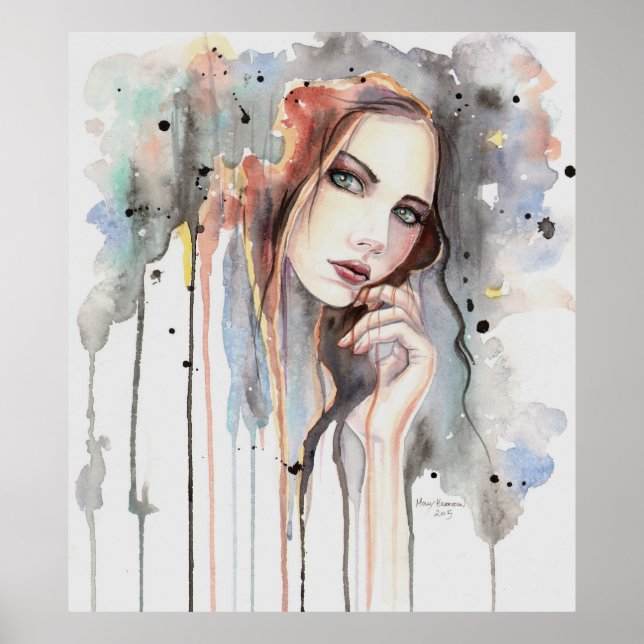 Affiche Portrait Abstrait à l'Aquarelle Attitude Art Gouff (Devant)