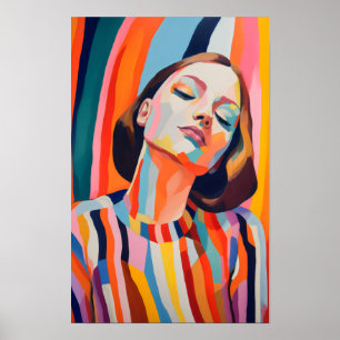 Affiche Portrait Abstrait coloré d'une femme