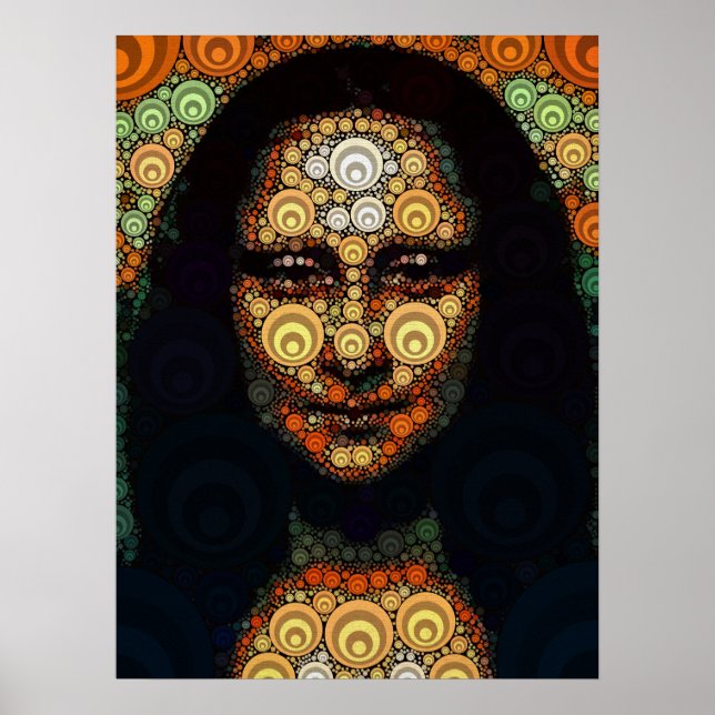 Affiche Portrait abstrait de Mona Lisa inspiré de la géomé (Devant)