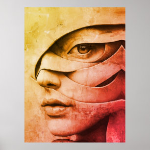 Affiche Portrait Abstrait Féminin Contemporain