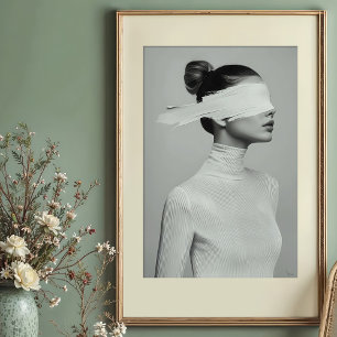 Affiche Portrait Abstrait Minimaliste Avec Bandeau