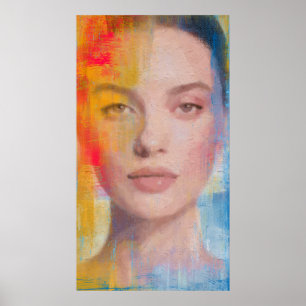 Affiche Portrait Abstrait Vibrant à l'Impasto