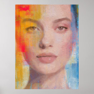 Affiche Portrait Abstrait Vibrant à l'Impasto