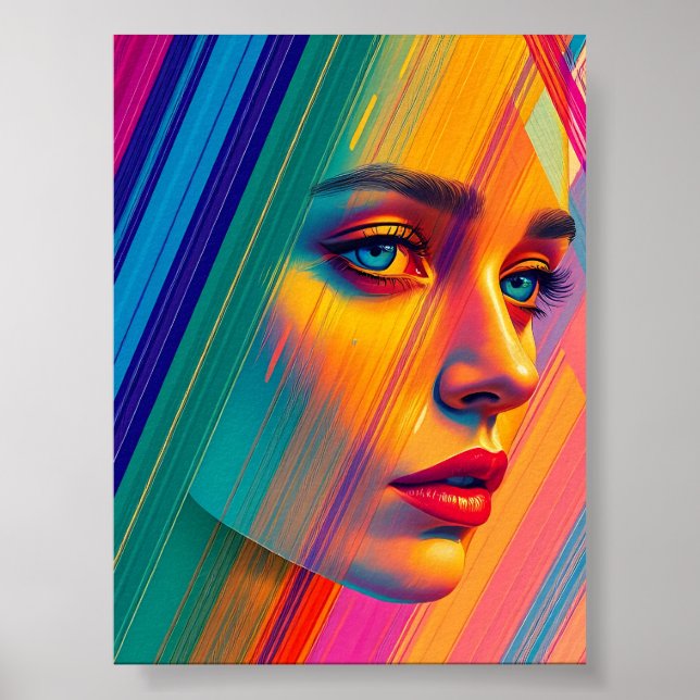Affiche Portrait Abstrait vibrant d'une femme - Retrato Ab (Devant)