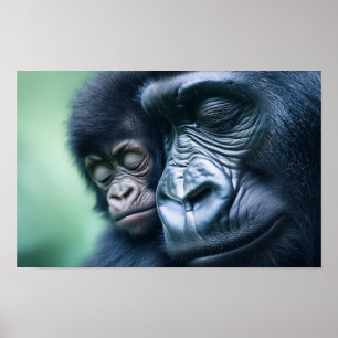 Affiche Portrait affectueux de gorille animal sauvage