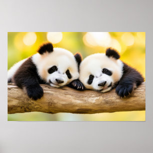Affiche Portrait affectueux de panda sauvage