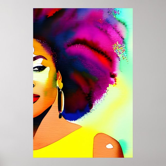 Affiche Portrait Afro noir femme Afro (Devant)