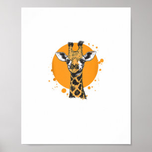 Affiche Portrait Animalier Abstrait Girafe Soleil Jaune