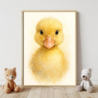 Affiche Portrait aquarelle d'un adorable bébé caneton