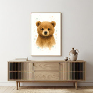 Affiche Portrait aquarelle d'un adorable ourson