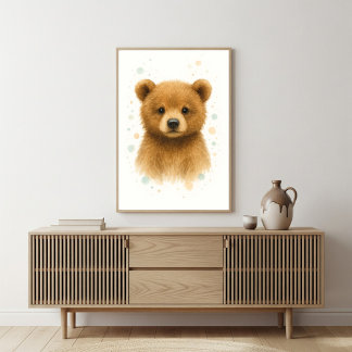 Affiche Portrait aquarelle d'un adorable ourson
