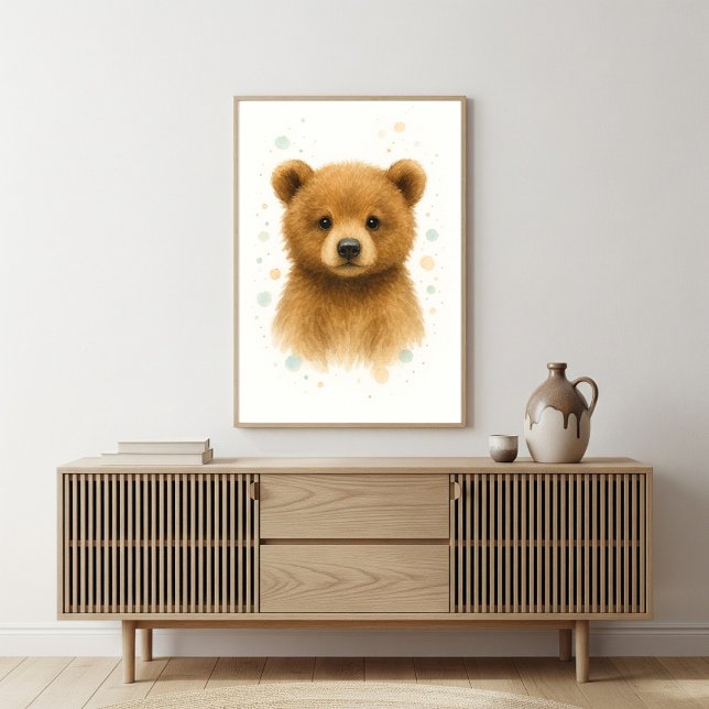 Affiche Portrait aquarelle d'un adorable ourson (Créateur téléchargé)