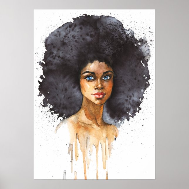 Affiche Portrait aquarelle d'une femme africaine (Devant)