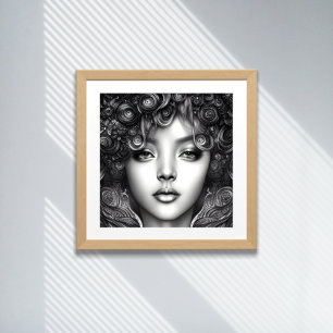 Affiche Portrait Art numérique de fille noire divine