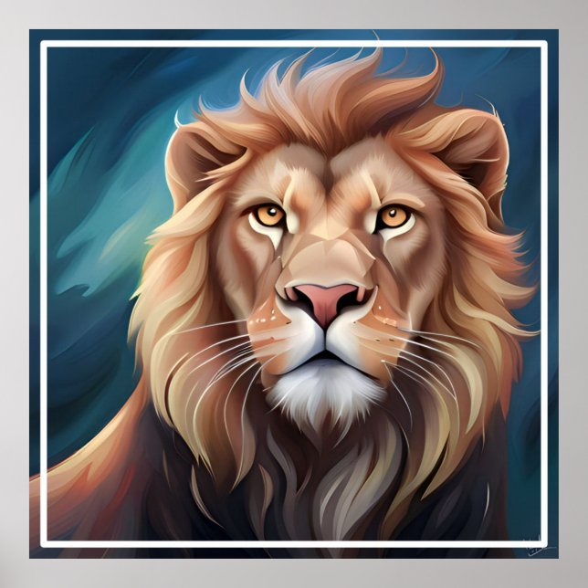 Affiche Portrait Art numérique Lion-56556 (Devant)