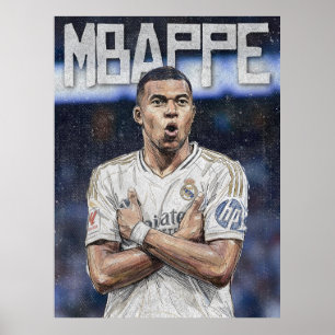 Affiche Portrait artistique de gribouillis de Kylian Mbapp