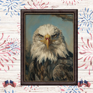 Affiche Portrait artistique de l'aigle chauve patriotique 
