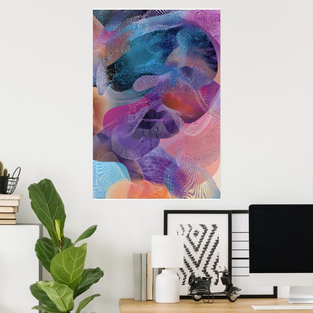 Affiche Portrait au prisme de fil iridescent (Bureau à domicile)