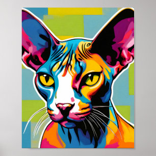 Affiche Portrait Chat Sphynx Pop Art