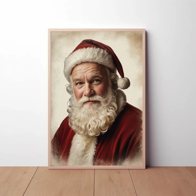 Affiche Portrait classique du Père Noël avec sourire doux (Créateur téléchargé)