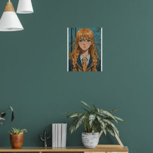 Affiche Portrait classique d'une écolière d'anime