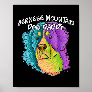 Affiche Portrait coloré Bernese Mountain Dog Papa Papa Pap