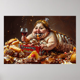 Affiche Portrait coloré "Queen of Gluttonous Decay"