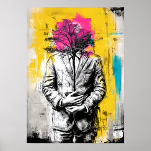 Affiche Portrait Conceptuel Surréaliste Moderne d'Arbre