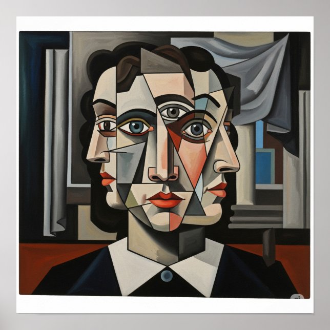 Affiche Portrait Cubiste (Devant)